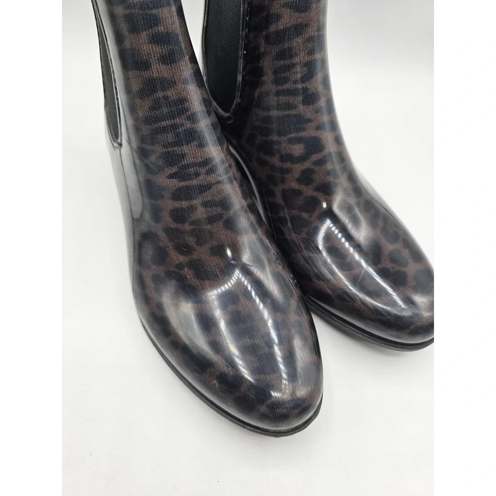Sam Edelman Womens Tinsley Rain Boots Size 7 Leopard Print Rubber Almond‎ Toe